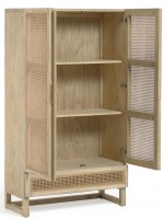 IVROSE cupboard cabinet in solid wood and rattan rustic colonial design