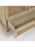 IVROSE Schrank Schrank in Massivholz und Rattan rustikalen Kolonialstil