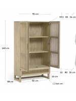 IVROSE cupboard cabinet in solid wood and rattan rustic colonial design