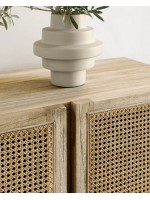 IVROSE armadietto mobile credenza in legno massello e rattan design rustico coloniale