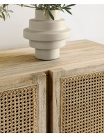 IVROSE Schrank Schrank in Massivholz und Rattan rustikalen Kolonialstil