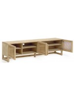 IVROSE TV cabinet 180 cm in solid wood and rustic colonial style rattan doors