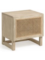 IVROSE bedside table 50x38 in solid wood and rattan in colonial rustic style