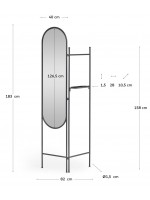 IOL miroir ou séparateur avec étagère en métal noir design minimaliste