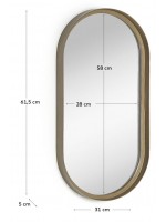 GEMIN 100 or 60 cm high mirror in gold metal house design