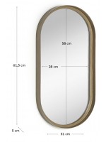 GEMIN Espejo de 100 o 60 cm de alto en metal dorado design home
