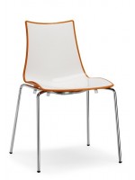 ZEBRA BICOLORE Farbwahl in zweifarbigem Polymer 4 verchromten Beinen oder lackiertem Wohnvertragsstuhl