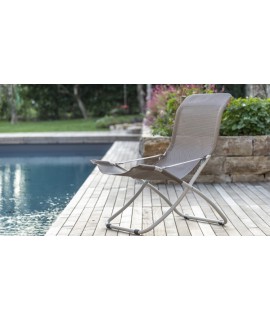 DORA in aluminum and texfil fabric relax armchair anatomic deckchair for home or contract use
