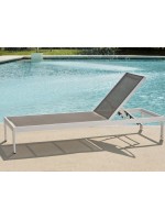 CADOR Lit blanc ou anthracite ou taupe en aluminium et tissu textilène pour les terrasses extérieures près de la piscine