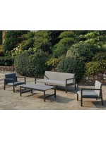 MUBELLA living room set in aluminum and fabric cushions for outdoor garden terraces local hotels on the waterfront