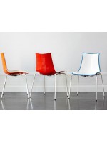 ZEBRA BICOLORE elección de color en polímero de dos colores 4 patas cromadas o silla de casa barnizada contrato de vida