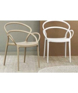 AMNESY color choice chair with armrests in polypropylene for garden terraces residence stackable chalet restaurants
