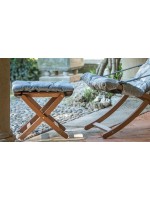 CALAGOI Tabouret extérieur pliant en hêtre teinté noyer con coussin jardin et tarrazzo et contrat