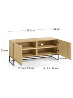 TANA in natural oak wood sideboard tv cabinet 2 doors storage cabinet