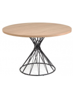 DENDERA diam 120 cm table with wooden top and black metal base