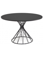 REBELEY diam 120 cm table with wooden top and black metal base