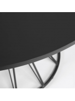 REBELEY Durchmesser 120 cm Tisch mit Holzplatte und schwarzer Metallbasis