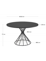 REBELEY diam 120 cm table with wooden top and black metal base