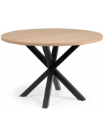 ESNA table diam 120 cm wooden top and black metal base design