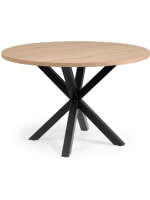 ESNA Table diam 120 cm plateau bois et piètement métal noir design