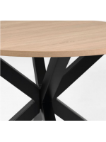 ESNA Table diam 120 cm plateau bois et piètement métal noir design