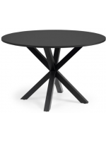 NEVER Tischplatte mit 120 cm Durchmesser schwarze Platte und schwarzer Metallboden