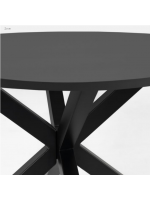 NEVER Table de 120 cm de diamètre avec plateau noir et piètement en métal noir