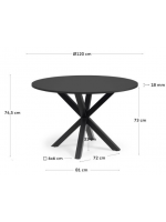 NEVER tavolo diam 120 cm piano in MDF nero e base in metallo nero design