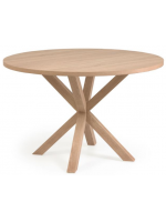 BELEN table diam 120 cm wooden top and in wood painted metal base design