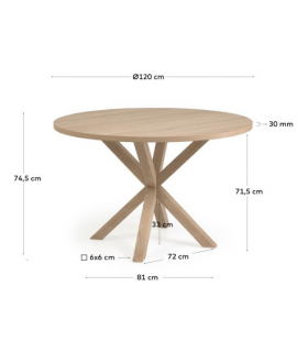 Mesa redonda con base de metal en pedestal cruzado