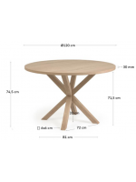 BELEN table diam 120 cm wooden top and in wood painted metal base design