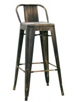 FABI with stool backrest seat 76 cm in antique effect painted metal for ice cream parlors bars and restaurants