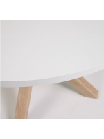 LIVREA tavolo diam 120 cm piano bianco e base in metallo color legno design