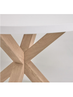 LIVREA mesa diam 120 cm tapa blanca y base de metal en color madera diseño
