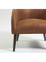 BOLLY  fauteuil en éco-cuir et pieds en bois noir