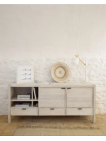 JAGO 185 cm sideboard in solid acacia wood with bleached finish