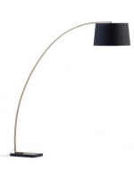 ALASCA floor lamp in golden metal and black marble and home office design cotton lampshade