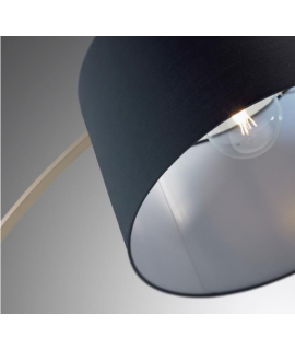 ALASCA floor lamp in golden metal and black marble and home office design cotton lampshade