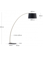 ALASCA floor lamp in golden metal and black marble and home office design cotton lampshade