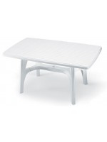 PRESIDENT1800 180x95 Mesa fija en resina blanco rectangular para jardín o terraza exterior