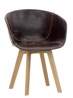 MARKAB chair with armrests with solid wood frame and vintage eco-leather upholstery house restaurant