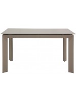 TANIM Table design 140x90 extensible 230 en cristal blanc et structure en métal peint blanc