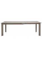 TANIM Table design 140x90 extensible 230 en cristal blanc et structure en métal peint blanc