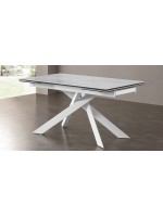 PORT Table extensible 160x90 cm 240 cm avec plateau en vitrocéramique et structure en métal peint