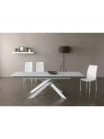 PORT 160x90 cm ausziehbarer 240 cm Tisch mit Glaskeramikplatte und lackierter Metallstruktur
