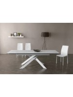 PORT Table extensible 160x90 cm 240 cm avec plateau en vitrocéramique et structure en métal peint