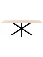 LATAS 160 or 180 or 200 cm natural melamine top and black steel legs fixed table