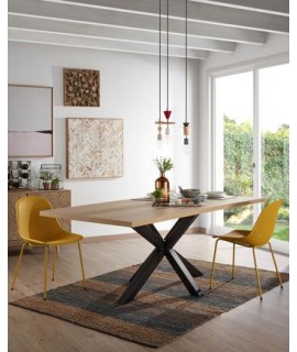LATAS 160 o 180 o 200 cm fisso piano in melammina naturale e gambe in acciaio nero tavolo design