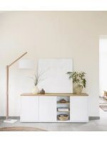 AYAGO 180x36 Sideboard aus Eichenfurnier und weißem Lack