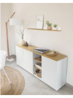 AYAGO 180x36 Sideboard aus Eichenfurnier und weißem Lack